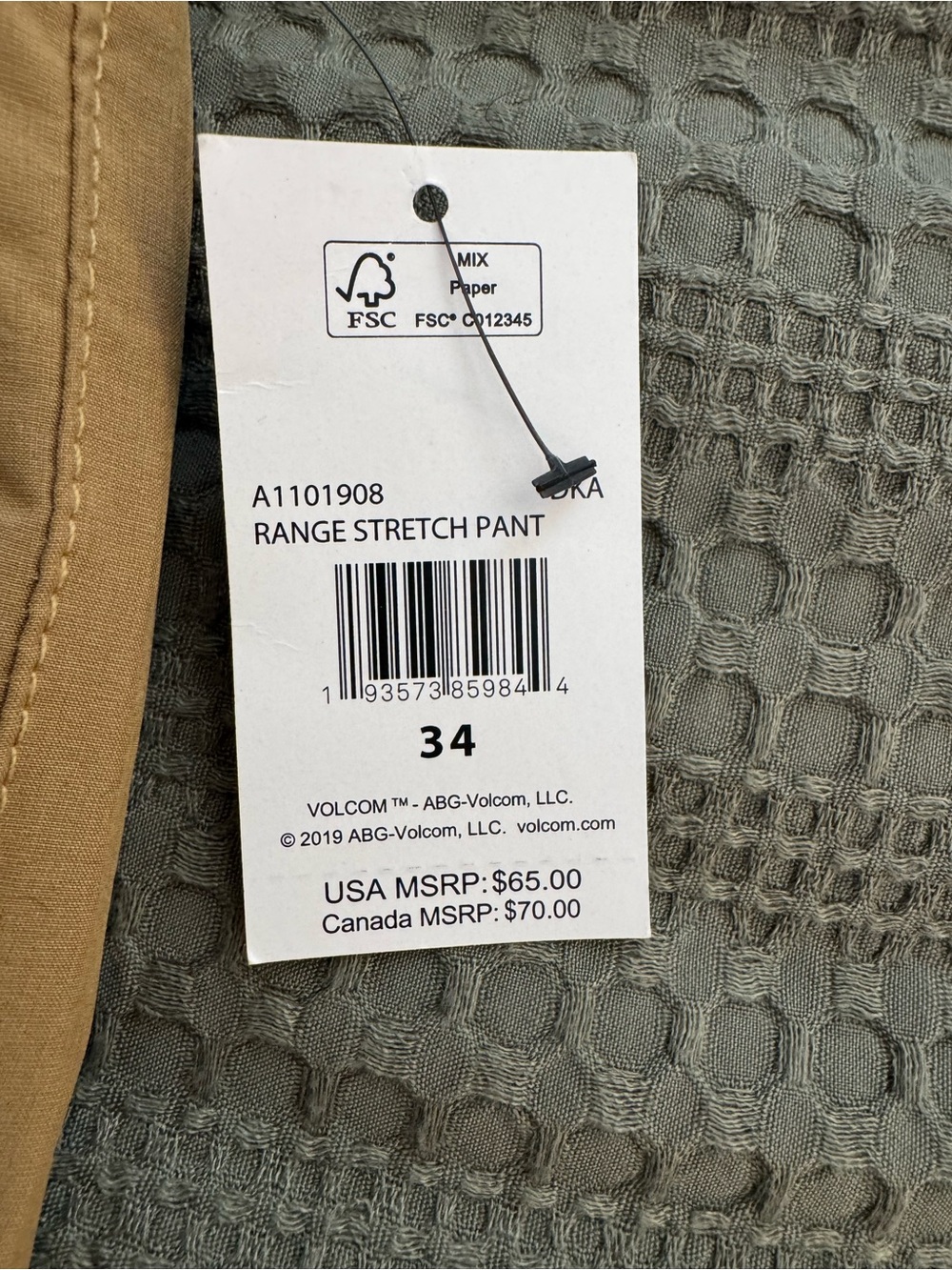 Volcom Men's Tech Pants - Picture 3 of 3